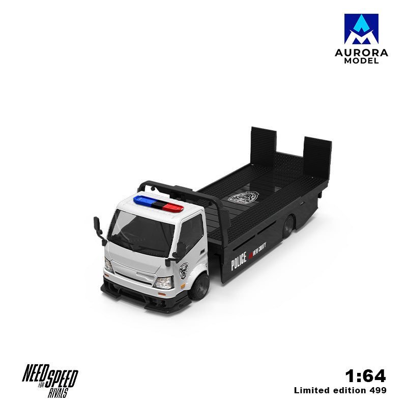 AM 1:64 H300 Flatbed Transport Trailer & F40 Police Edition Die Cast Alloy Model MODCOLS