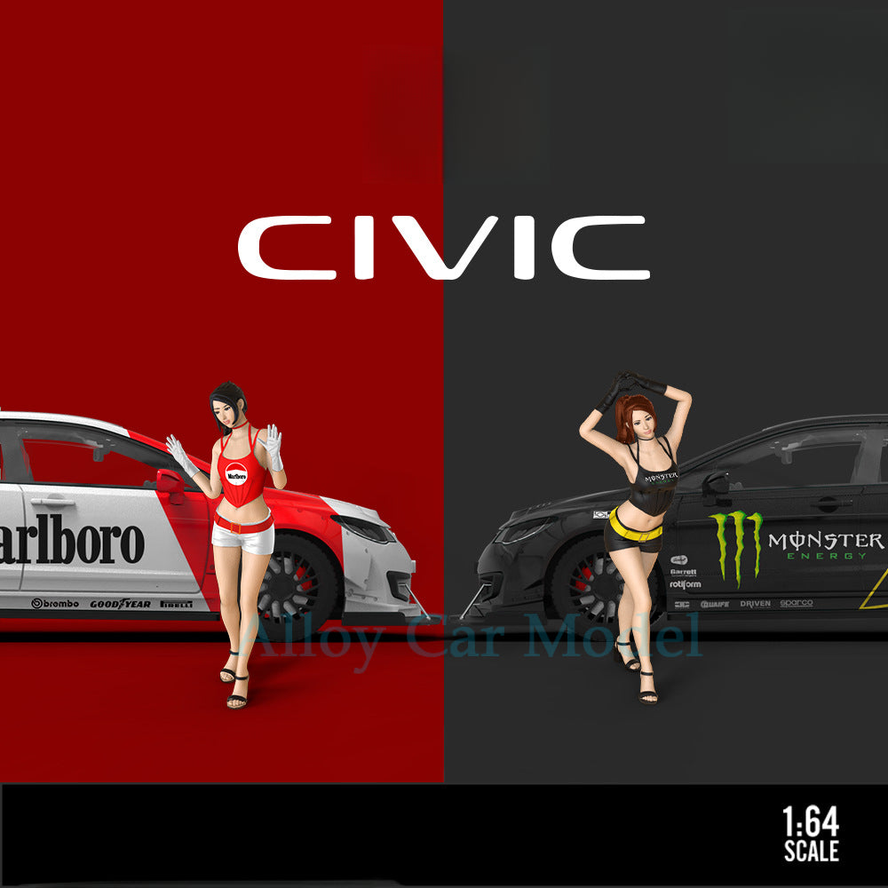 TIMEMICRO 1:64 Honda Civic Custom Marlboro & Monster Diecast Model MODCOLS
