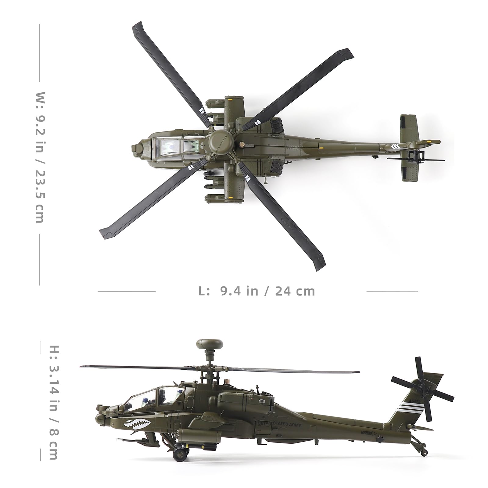Apache AH-64A 1/72 Die-cast Helicopter Model