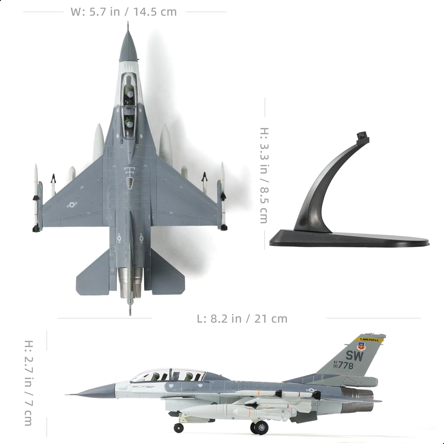 1/72 F-16D Block 42 MiG Killer Fighter Jet Model – Diecast Alloy Aircraft