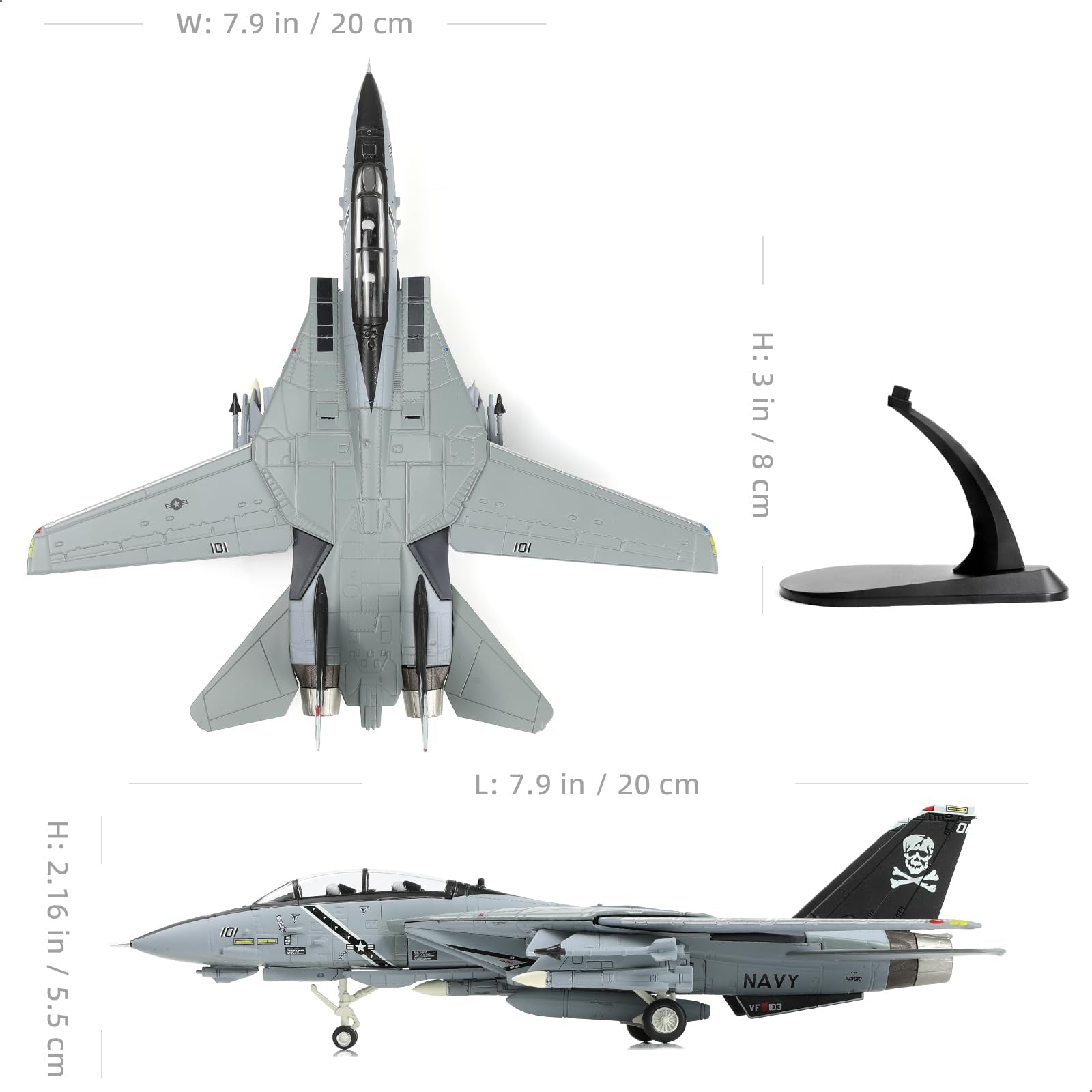 1/100 F-14B-2 Tomcat Diecast Model – VF-103 Jolly Rogers