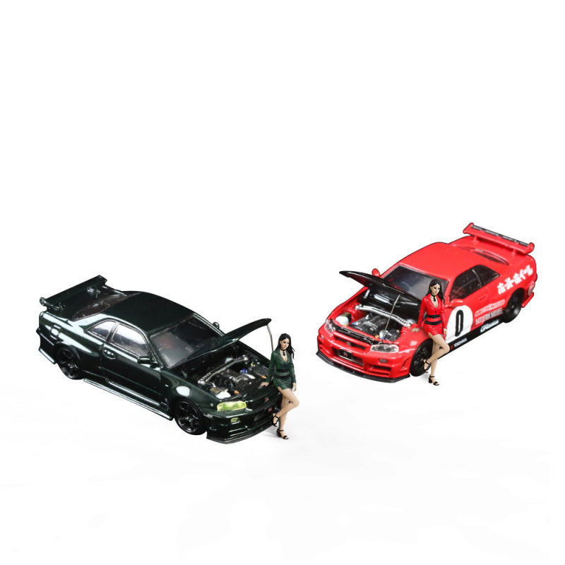 TimeMicro 1:64 Nissan GTR34 No.0 Red & Dark Green Diecast Model MODCOLS