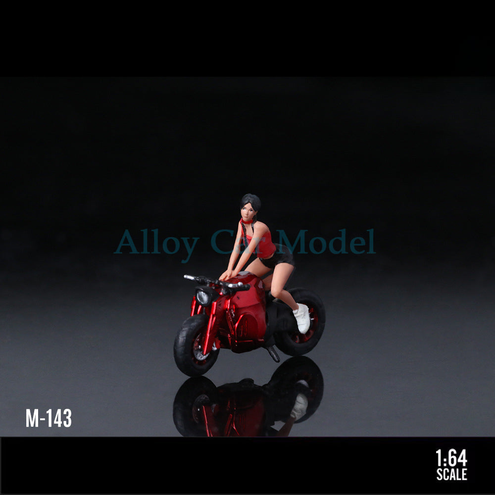 MoreArt 1:64 Short Tail Transparent Red Motorcycle Girl MODCOLS