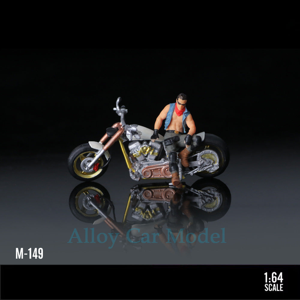 MoreArt 1:64 Harley White Biker Resin Figure Set MODCOLS