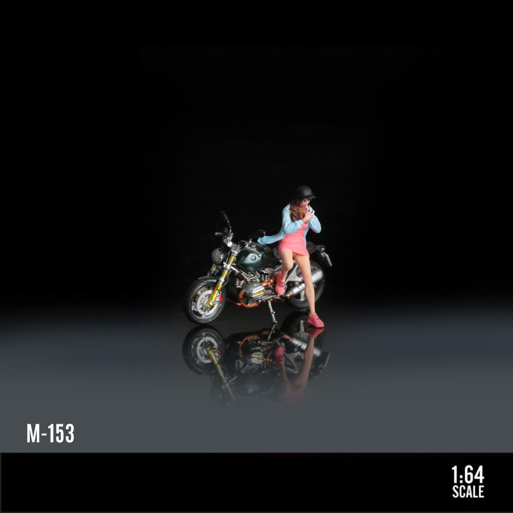 MoreArt 1:64 BMW R nineT Brown & Green Motorcycle Girl Resin Figure MODCOLS