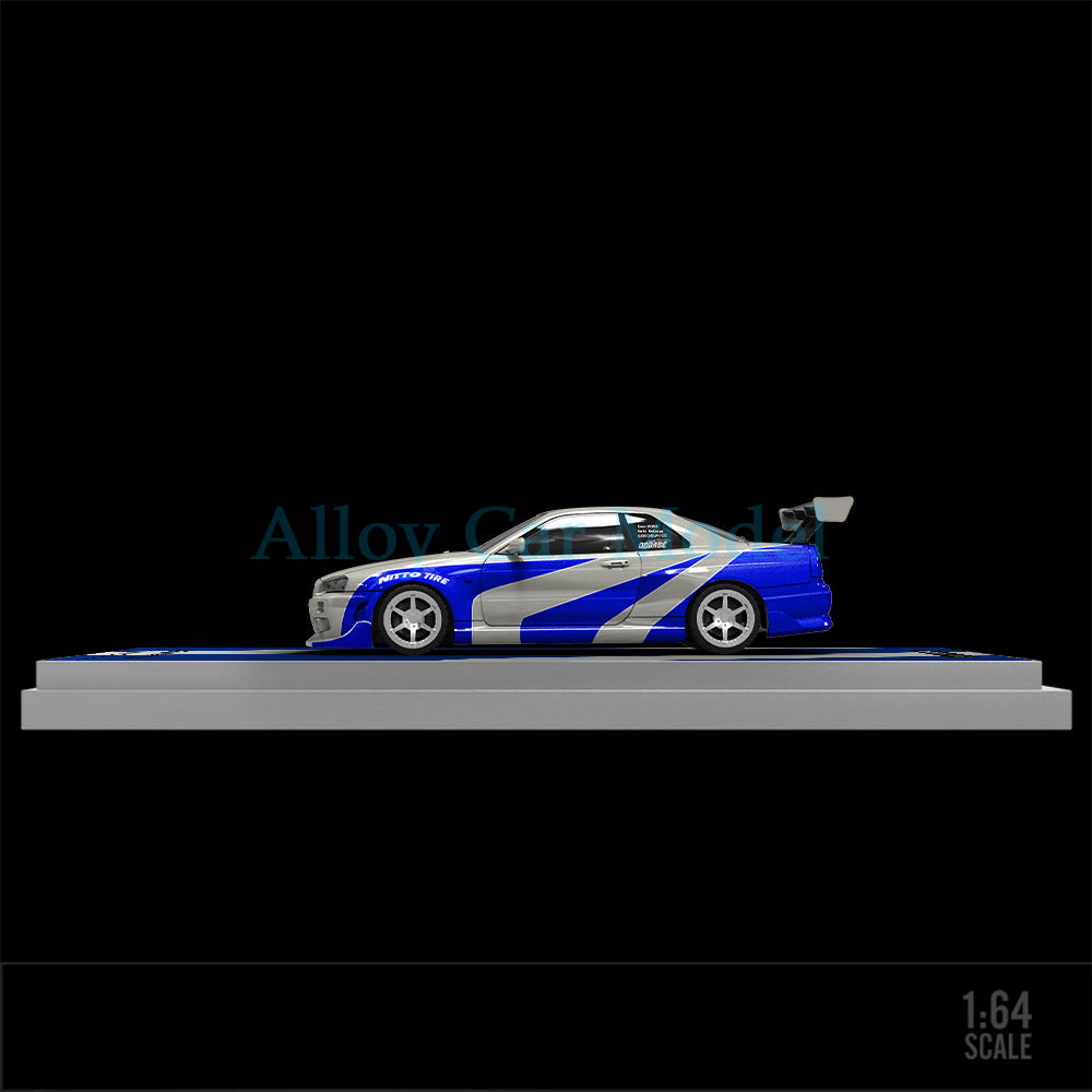 TimeMicro 1:64 Nissan Skyline GT R R34 Plain Color Die Cast Model MODCOLS