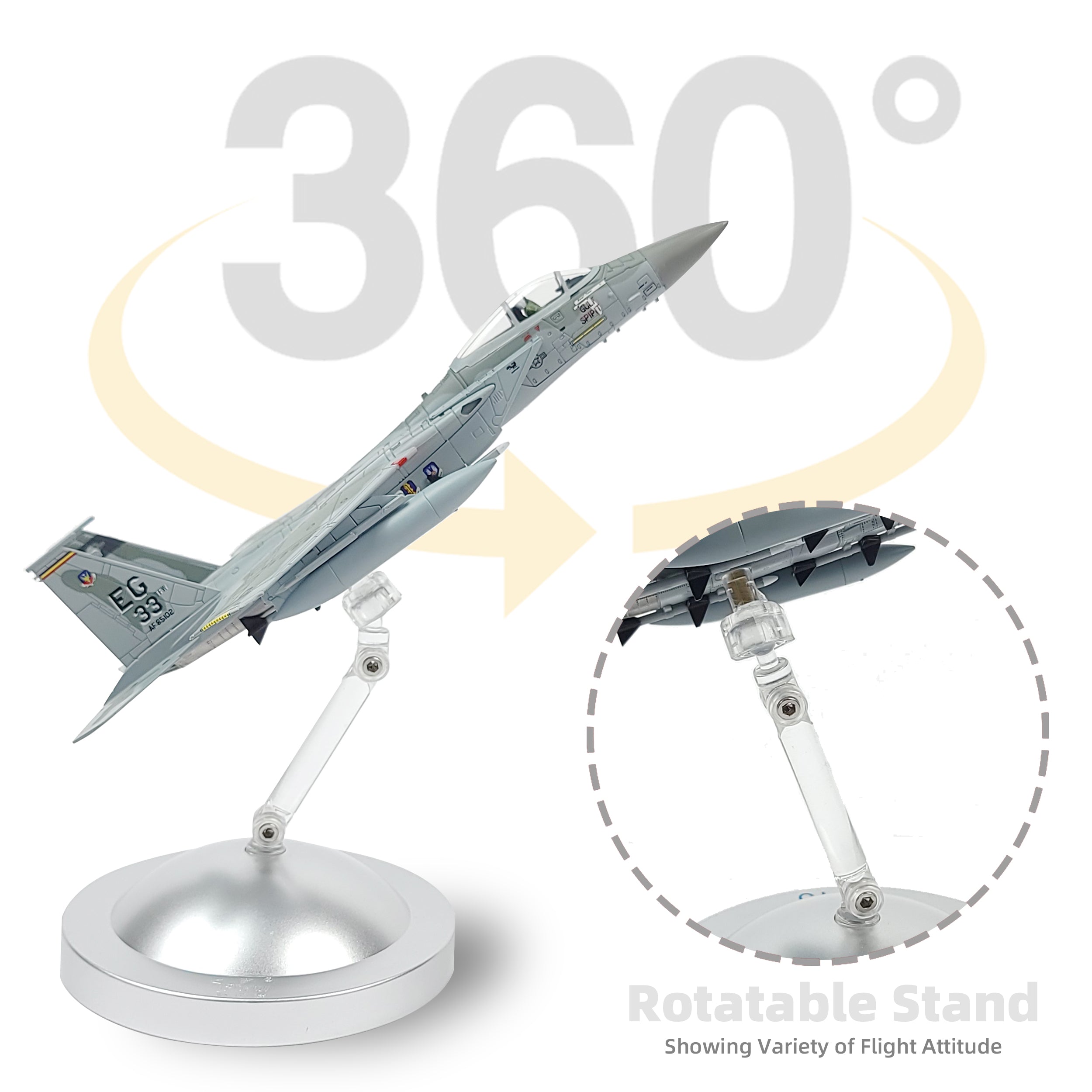 1/100 F-15C Eagle Gulf Spirit Diecast Fighter Jet Model – Military Aircraft