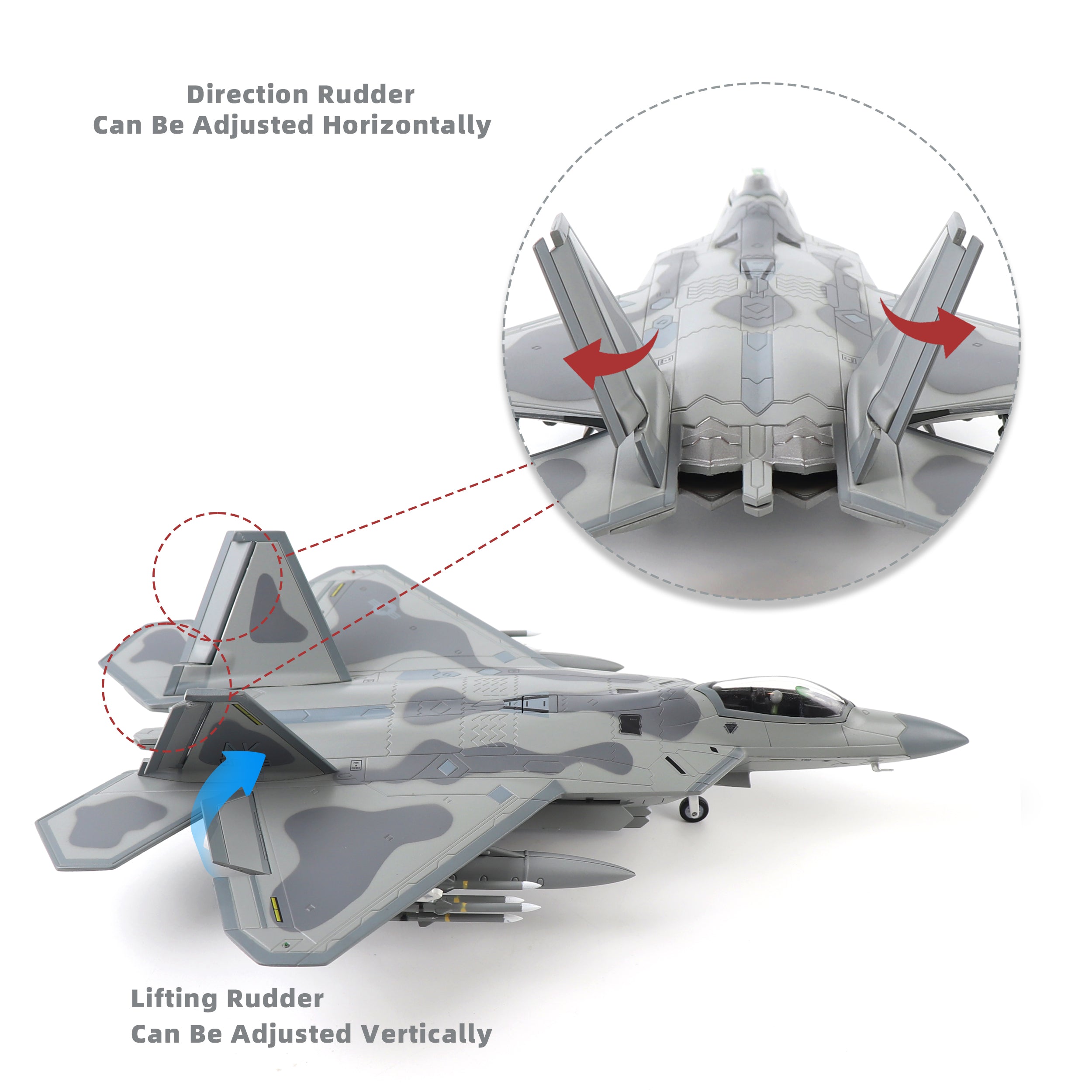 1/72 F-22 Raptor Die-cast Fighter Jet – AK 90FS USAF Model