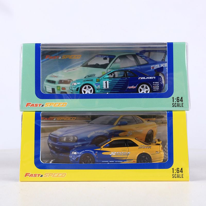 Fast Speed FS 1:64 Nissan Skyline R34 Spoon Falken Diecast JDM Collectible MODCOLS