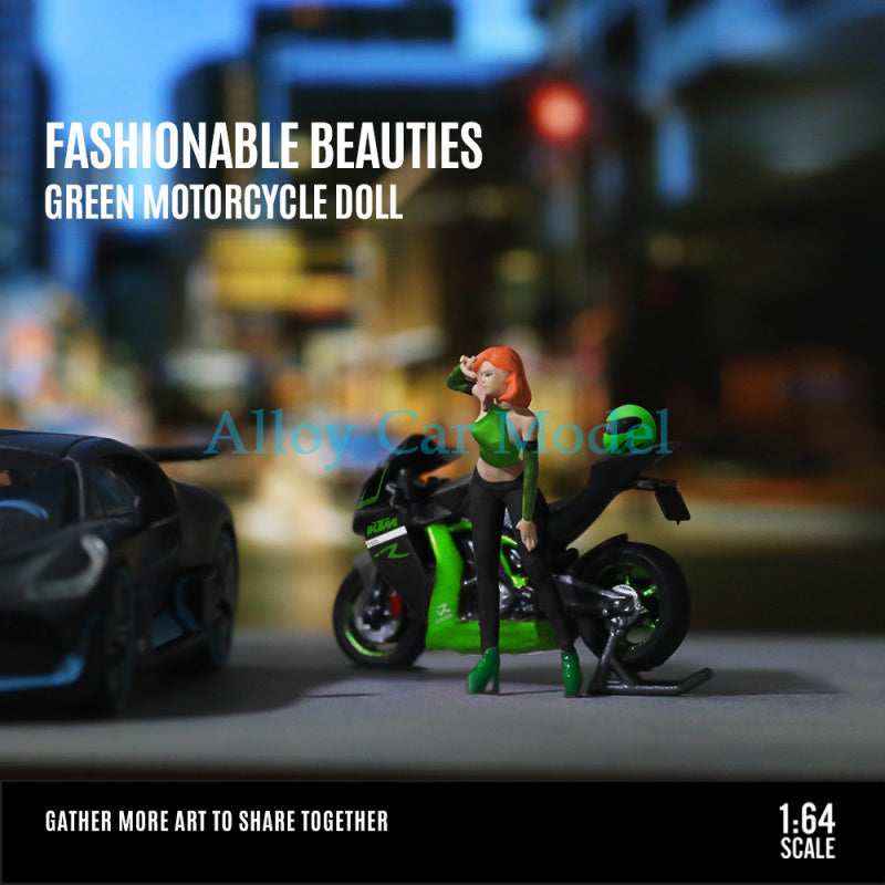 MoreArt 1:64 Stylish Girl Motorcycle Resin Figure Set Diorama MODCOLS
