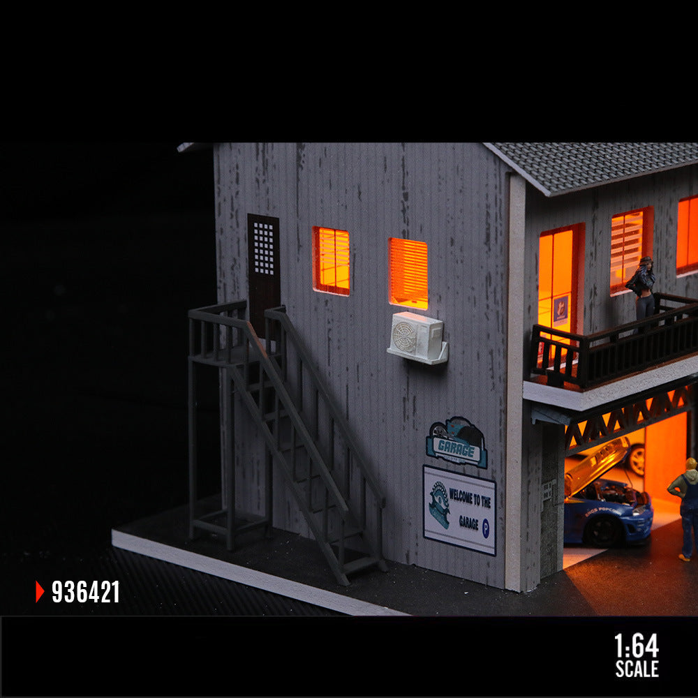 MoreArt 1:64 Japanese Auto Repair Shop Lighted Scene Model MODCOLS