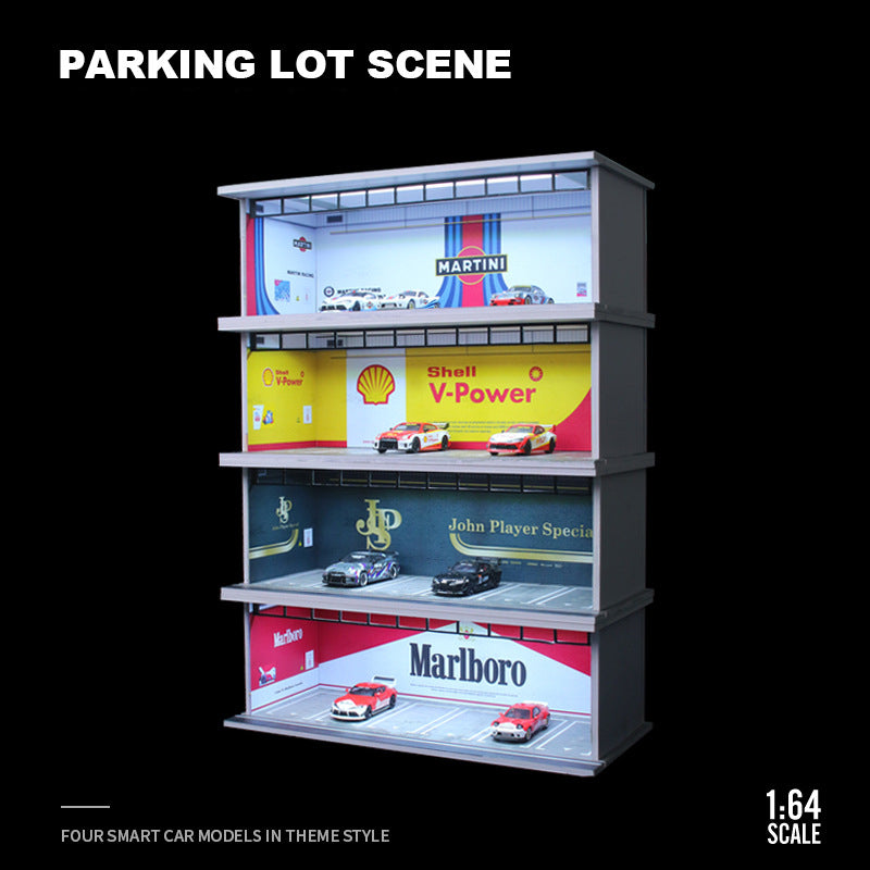 MoreArt 1:64 Light Up Themed Parking Lot Diorama Scene MODCOLS