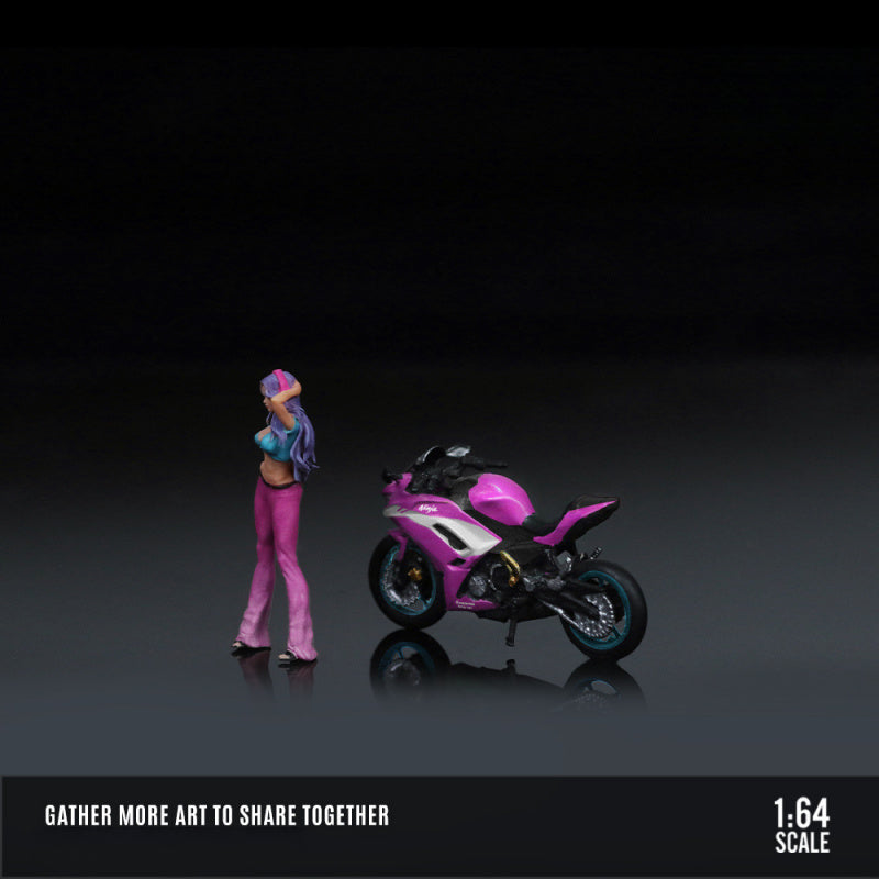 MoreArt 1:64 Kawasaki Ninja 650 Dream Purple Motorcycle Figure Set MODCOLS