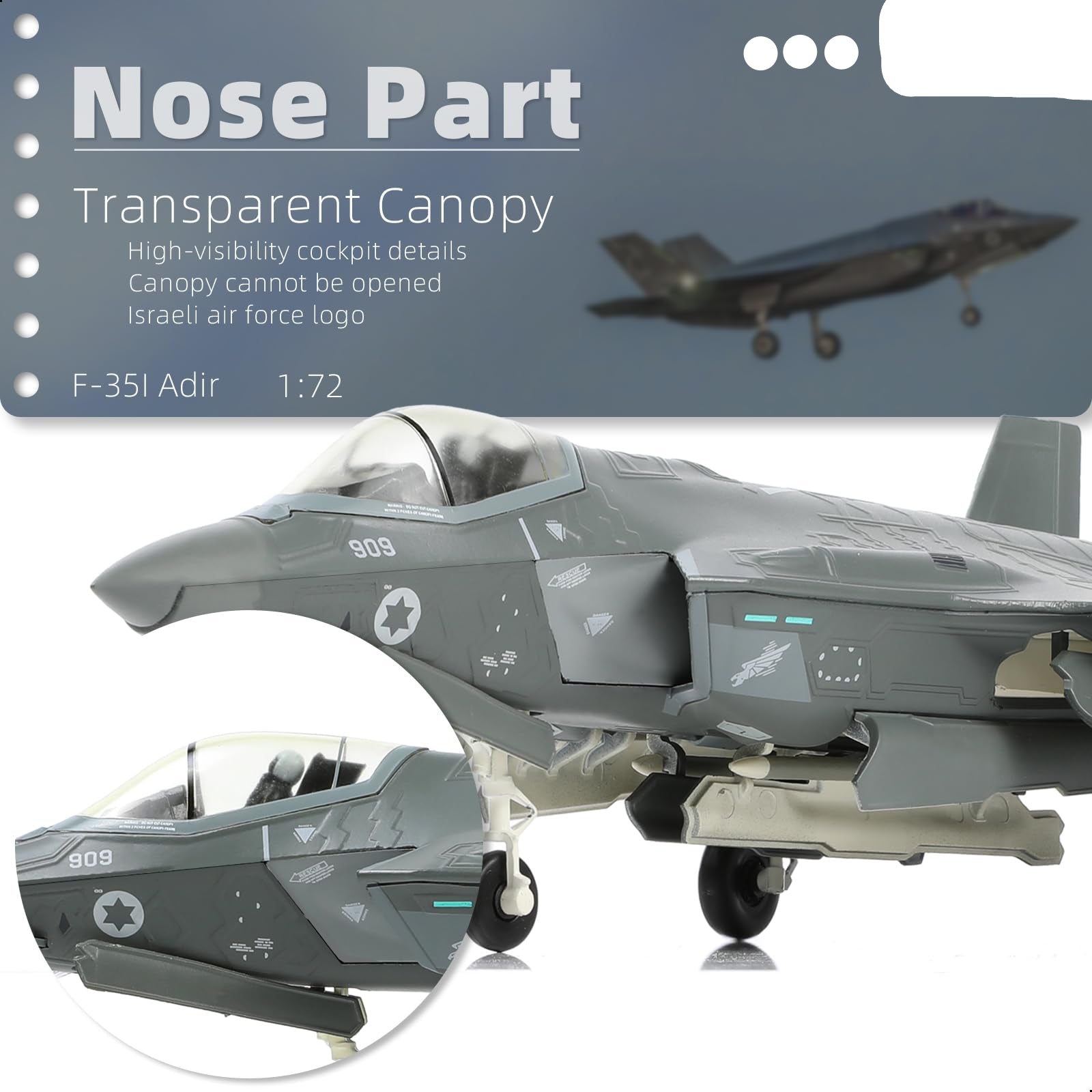1/72 F-35I Israeli Air Force Stealth Fighter Die-cast Model