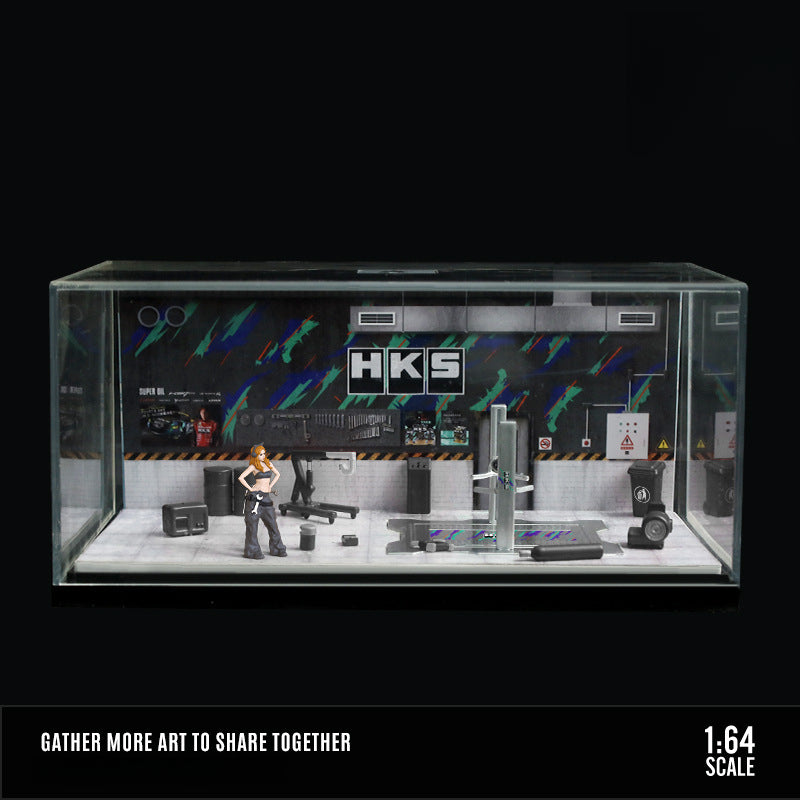 MoreArt 1:64 Nissan & Toyota HKS Auto Repair Workshop Diorama MODCOLS
