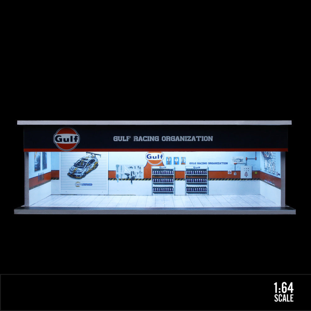 MoreArt 1:64 Martini Falken ADVAN & Spoon Light Up Garage Workshop Diorama MODCOLS