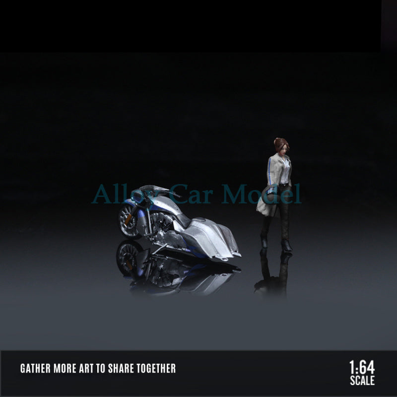 MoreArt 1:64 Honda SLAMMER Silver Blue Decal Motorcycle Figurine Resin Model Set MODCOLS