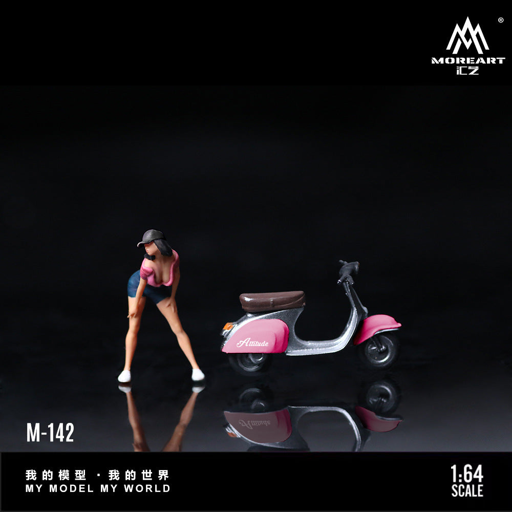MoreArt 1:64 Pink Scooter Resin Figure MODCOLS