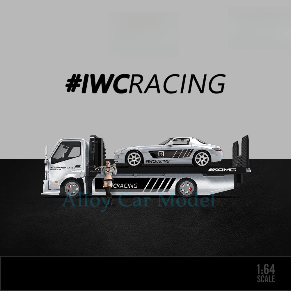 TimeMicro 1:64 H300 Flatbed Transport Trailer & Mercedes Benz SLS Diecast Set MODCOLS