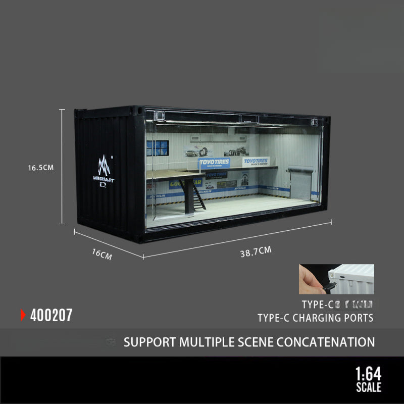 MoreArt Container Repair Shop Scene | 1:64 Lighted Diorama MODCOLS