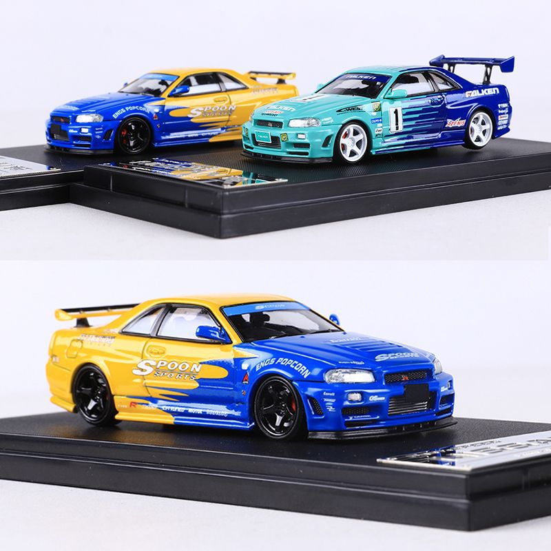 Fast Speed FS 1:64 Nissan Skyline R34 Spoon Falken Diecast JDM Collectible MODCOLS