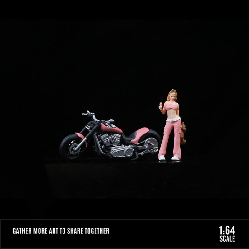 MoreArt 1:64 Little Bear Girl Motorcycle Figurine Resin Model Set MODCOLS