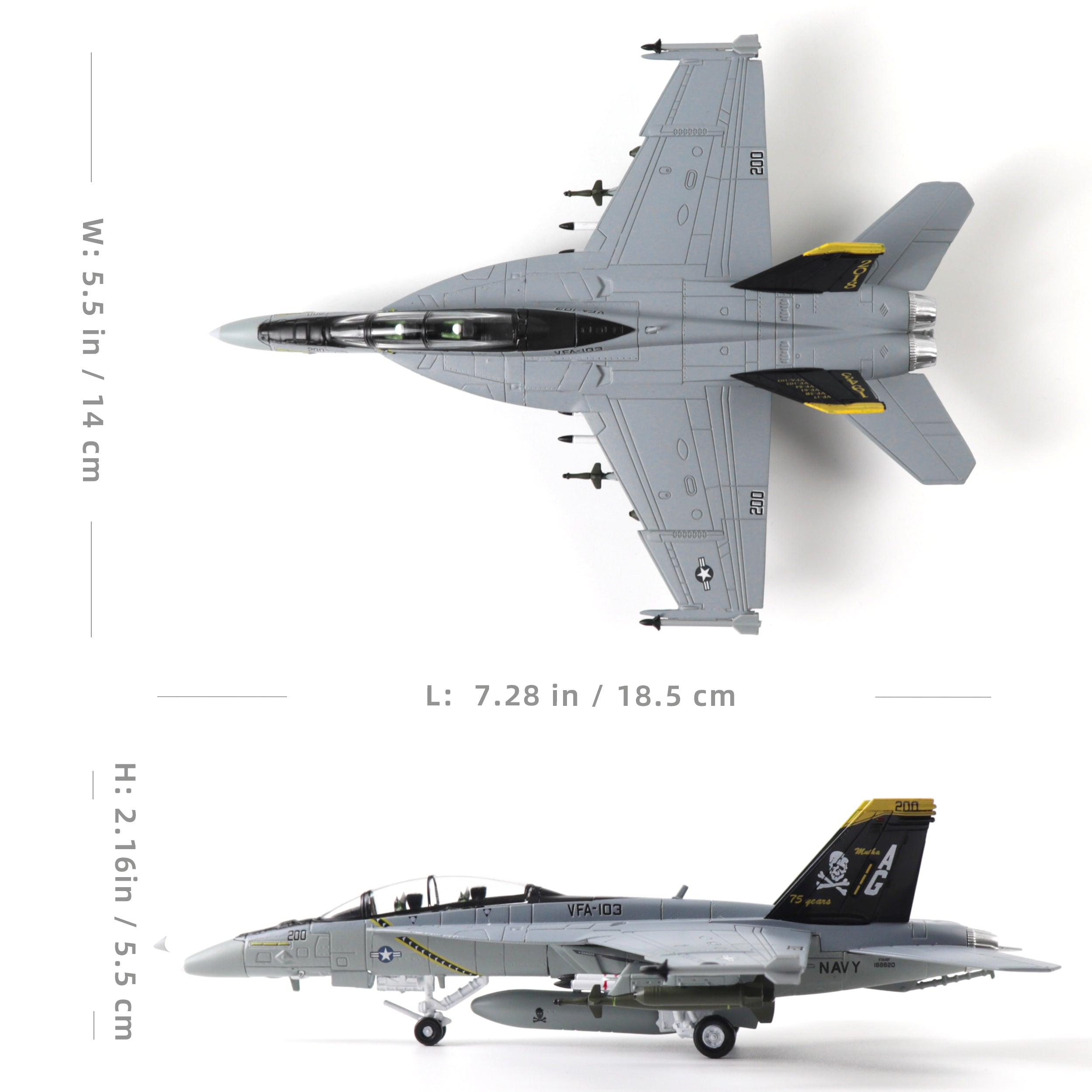1/100 F/A-18 Super Hornet Jolly Roger Die-cast Fighter Jet Model