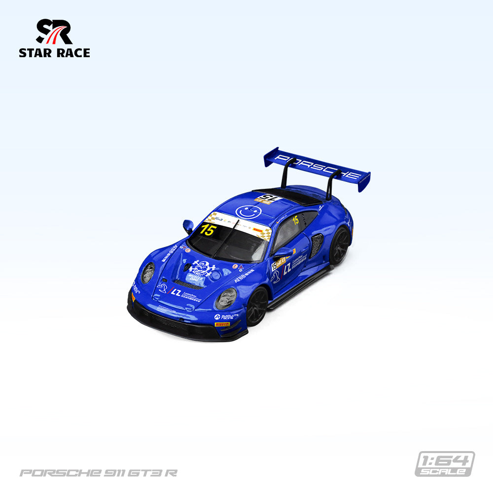 SR 1:64 STAR RACE Porsche 911 GT3 No.15 Blue Diecast Model MODCOLS