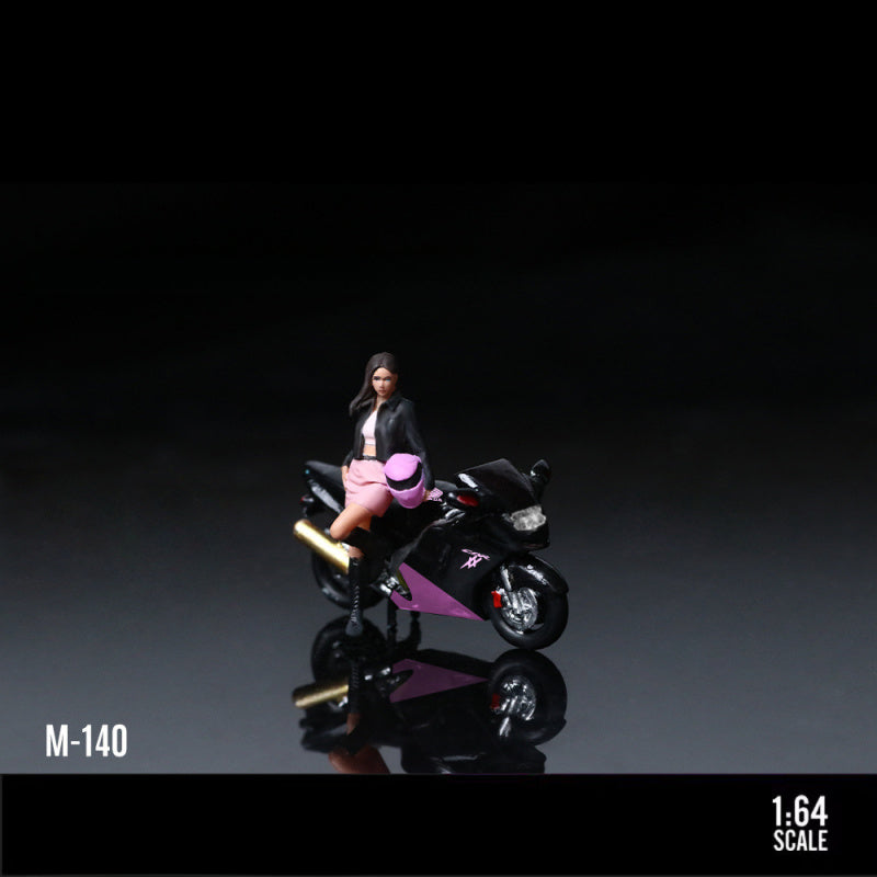 MoreArt 1:64 Honda CBR1100XX Black & Pink with Sky Blue Motorcycle Girl Resin Model MODCOLS