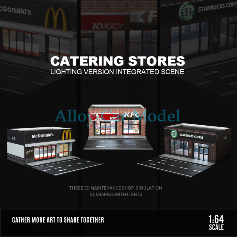 MoreArt 1:64 Restaurant Storefront Light Up Diorama Display MODCOLS