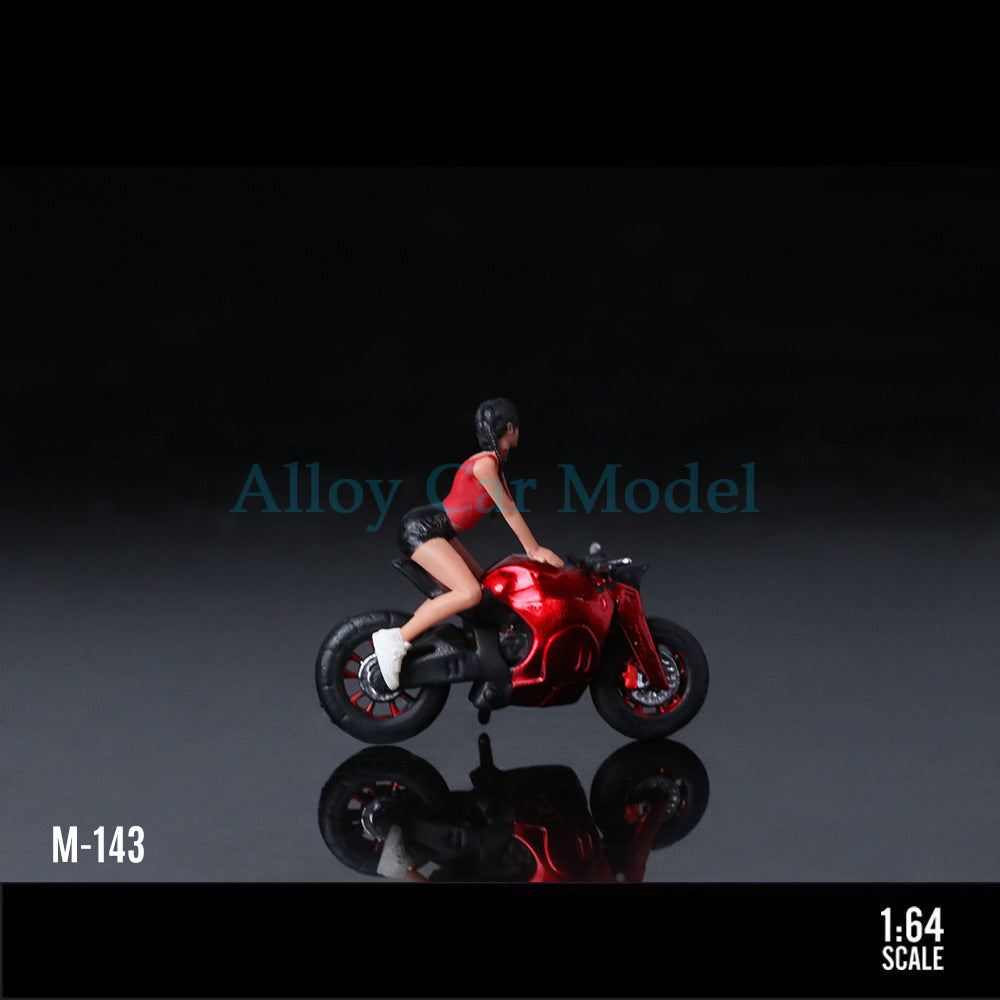 MoreArt 1:64 Short Tail Transparent Red Motorcycle Girl MODCOLS