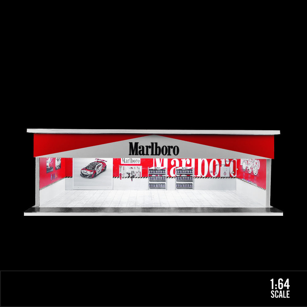 MoreArt 1:64 Martini Falken ADVAN & Spoon Light Up Garage Workshop Diorama MODCOLS
