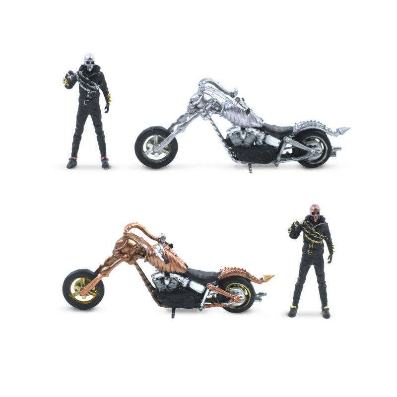 MoreArt 1:64 Skeleton Rider Motorcycle Figurine Resin Model MODCOLS