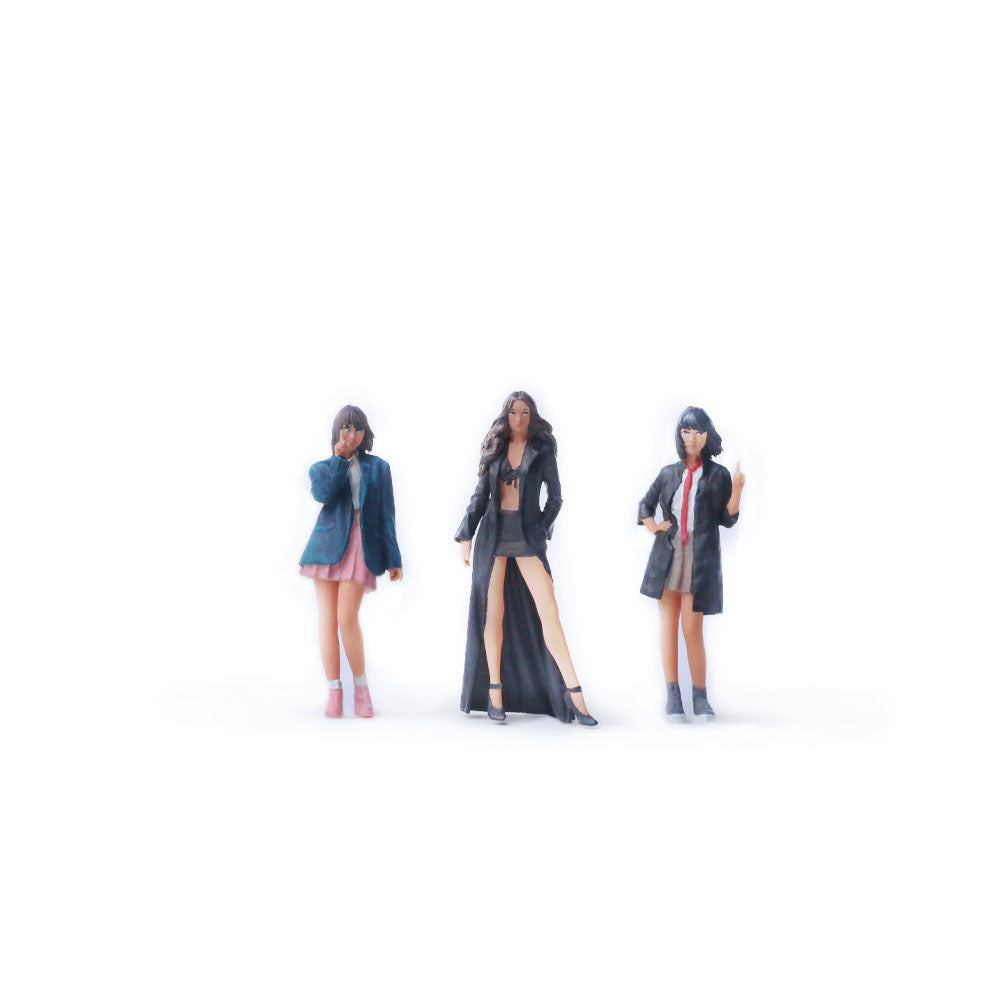 MoreArt 1:64 Trench Coat Stylish Female Resin Figure Set MODCOLS
