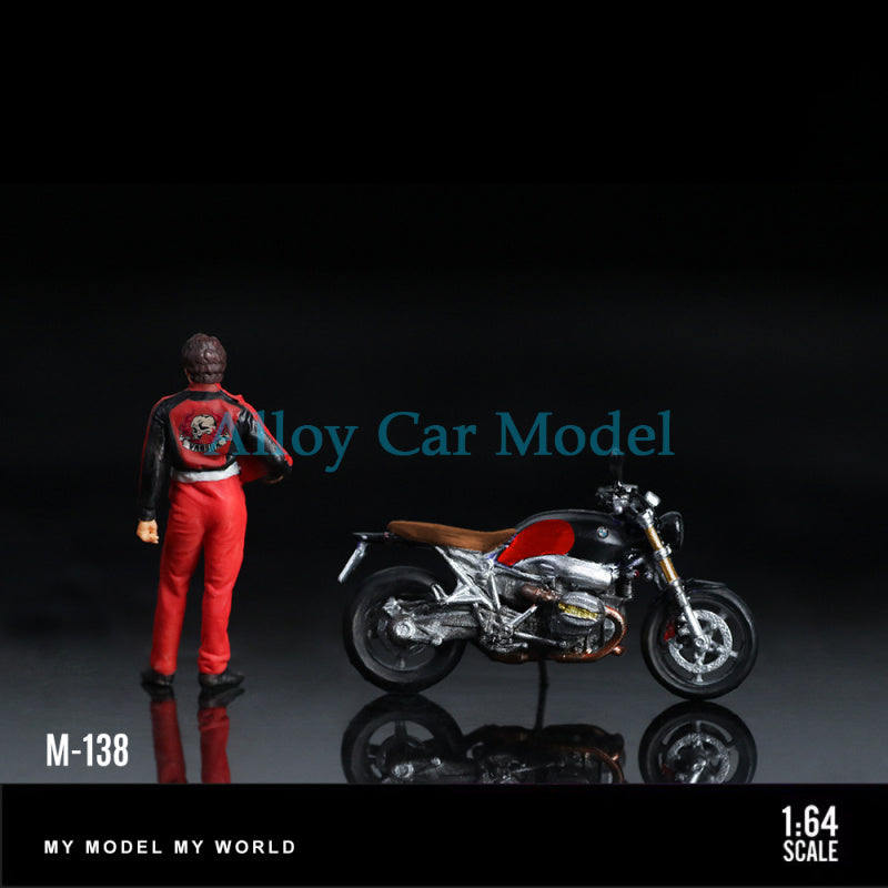 MoreArt 1:64 BMW R nineT Black & Red Motorcycle Figure – Resin Collectible MODCOLS