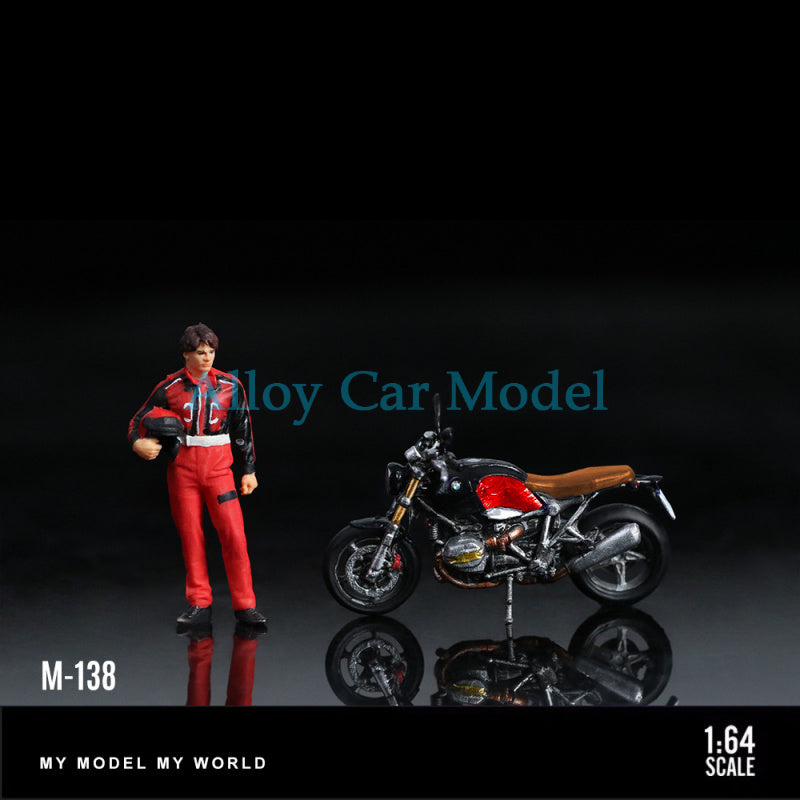MoreArt 1:64 BMW R nineT Black & Red Motorcycle Figure – Resin Collectible MODCOLS