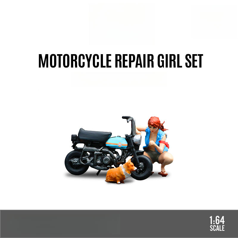 MoreArt 1:64 Girl Fixing Motorcycle Resin Miniature Figure MODCOLS