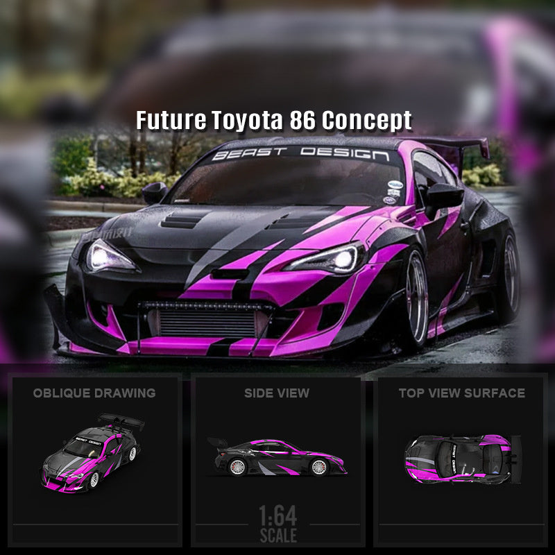TM 1:64 Toyota 86 Black Purple Die cast Alloy Model MODCOLS