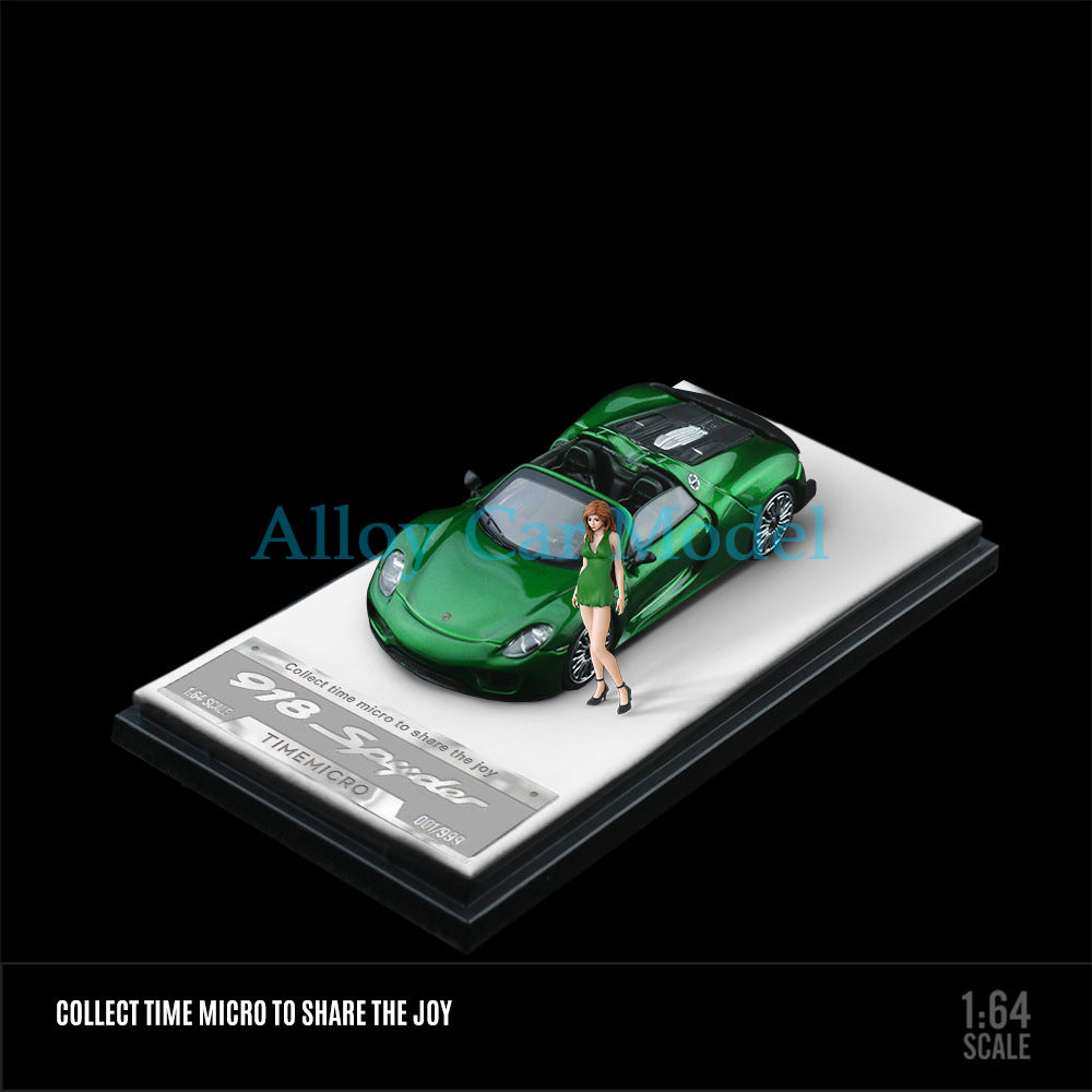 TIMEMICRO 1:64 Porsche 918 Model | Electro Blue & Metallic Green Die Cast MODCOLS