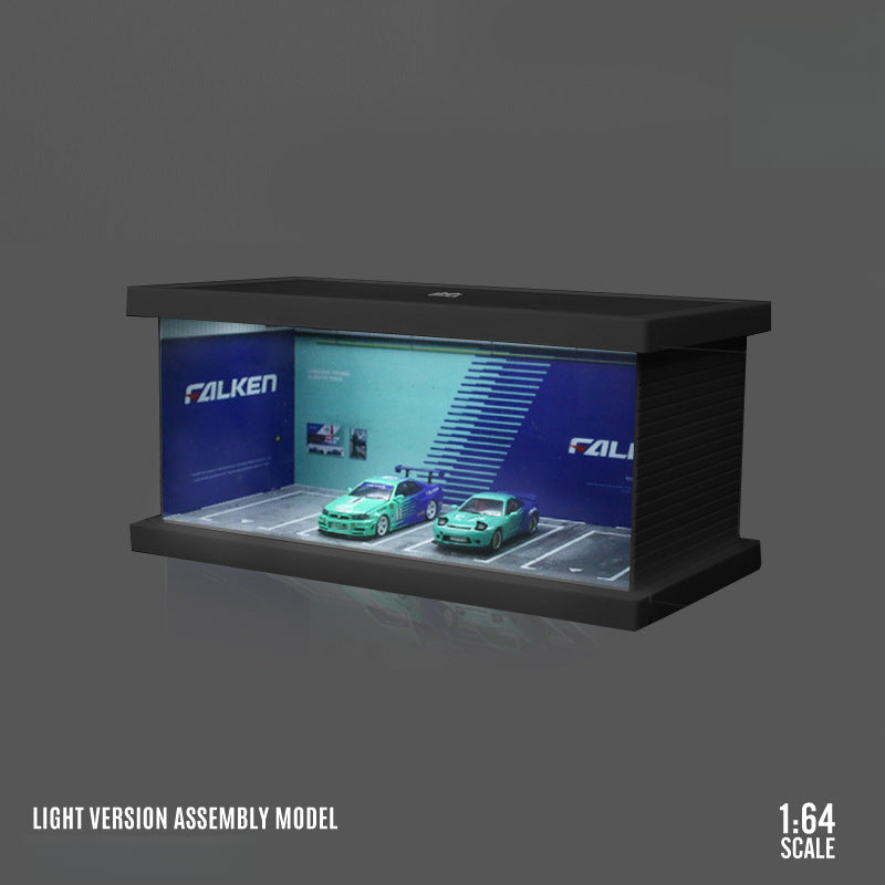MoreArt 1:64 Themed Parking Lot Four Car Lighted Assembly Diorama MODCOLS