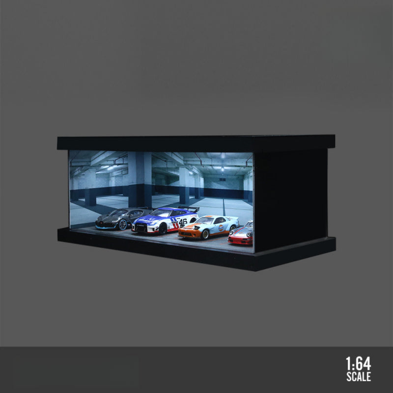 MoreArt 1:64 Themed Four Car Lighted Parking Lot Assembly Diorama MODCOLS