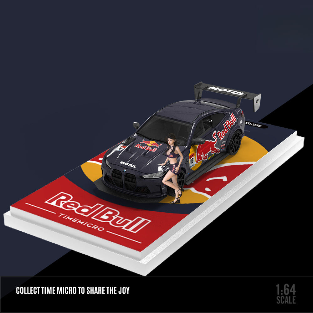 TIMEMICRO 1:64 BMW M4 Modified Red Bull Silver Bull Diecast Car Model MODCOLS