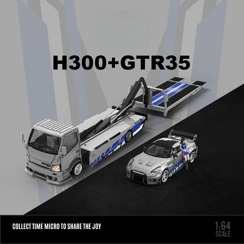 TIMEMICRO 1:64 Nissan GTR35 & H300 Flatbed Diecast Car Model MODCOLS