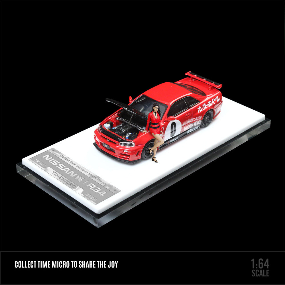 TimeMicro 1:64 Nissan GTR34 No.0 Red & Dark Green Diecast Model MODCOLS