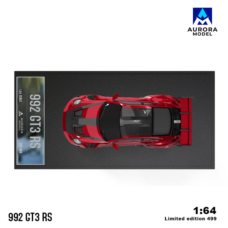 Wholesale AM Aurora1:64 992 GT3 RS Metallic Transparent Red&Candy pink Alloy Car Model MODCOLS