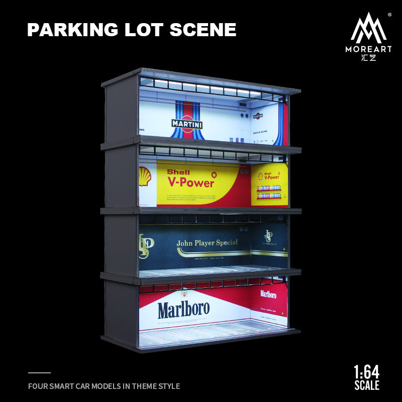 MoreArt 1:64 Light Up Themed Parking Lot Diorama Scene MODCOLS