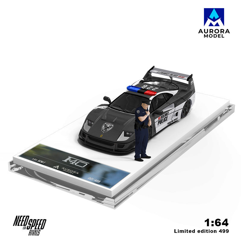 AM 1:64 H300 Flatbed Transport Trailer & F40 Police Edition Die Cast Alloy Model MODCOLS
