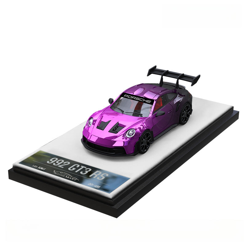 AM 1:64 Porsche 964 & 992 GT3 RS Electroplated Black-Purple Gradient Model