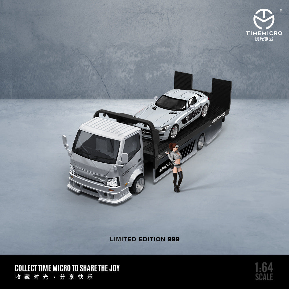 TimeMicro 1:64 H300 Flatbed Transport Trailer & Mercedes Benz SLS Diecast Set MODCOLS
