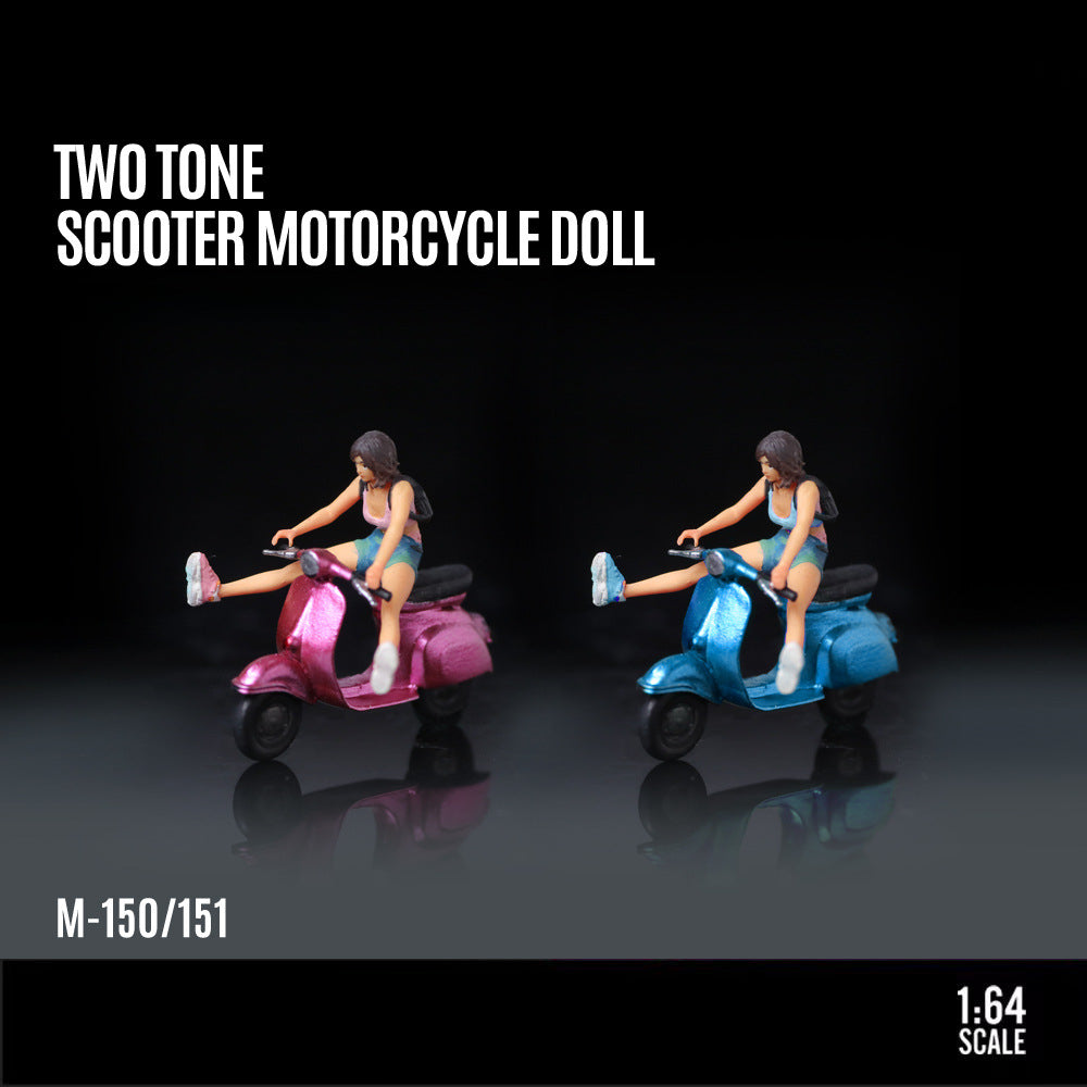 MoreArt 1:64 Two Tone Scooter Rider Resin Figure MODCOLS